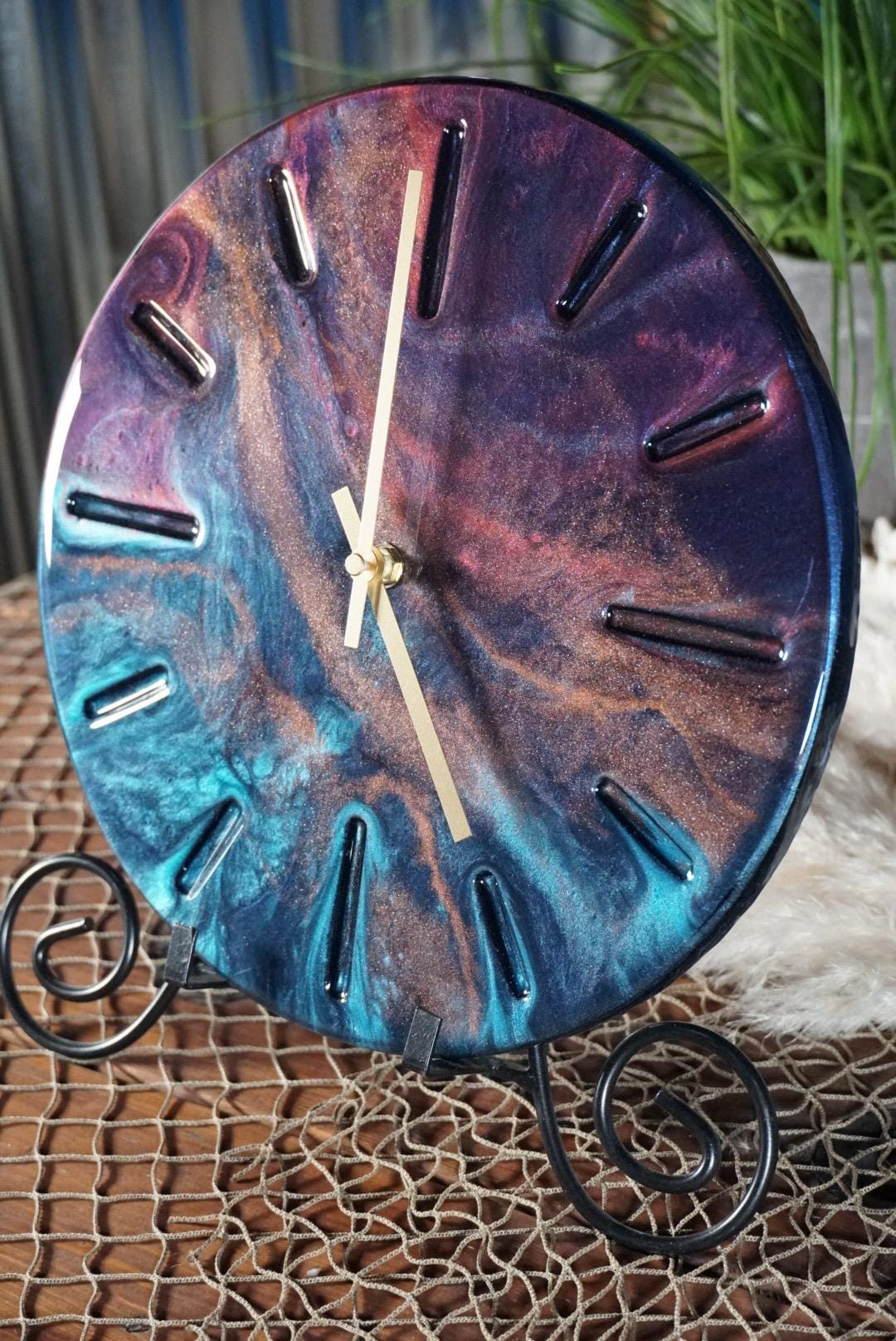 Blue and purple marble 12” Clock