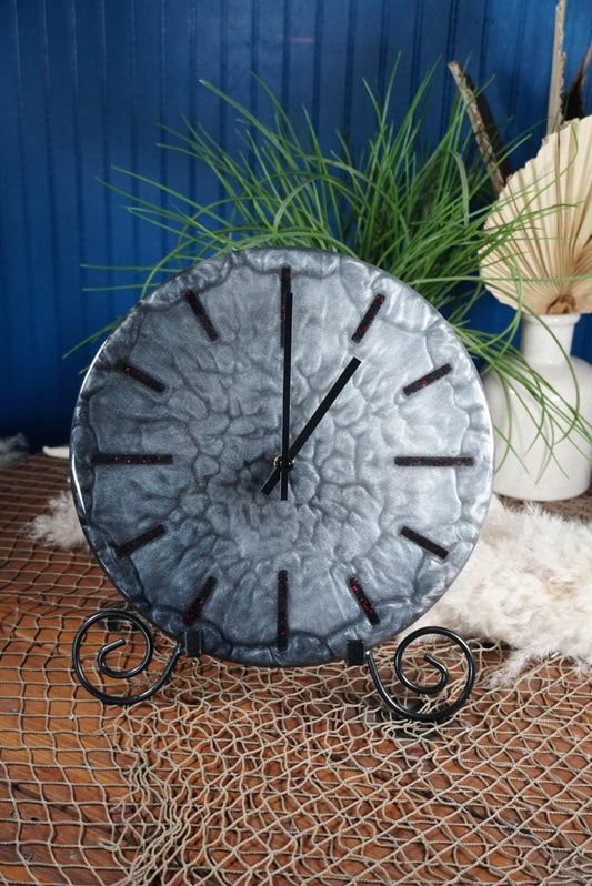 Black Silver 12” Clock