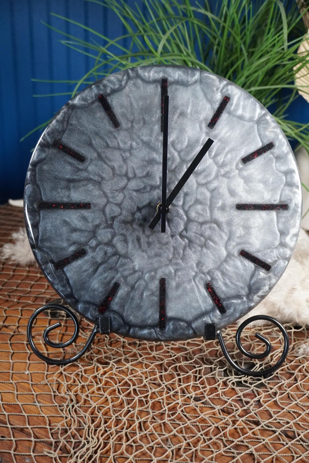 Black Silver 12” Clock