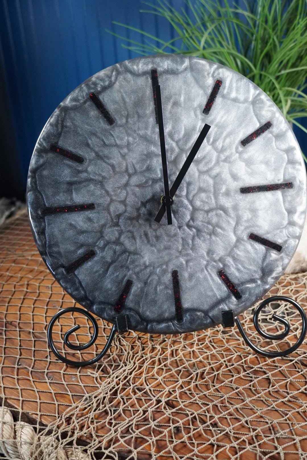 Black Silver 12” Clock