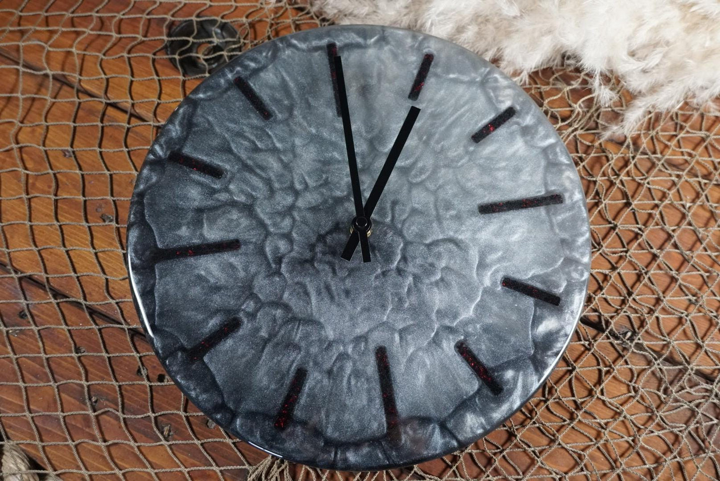 Black Silver 12” Clock