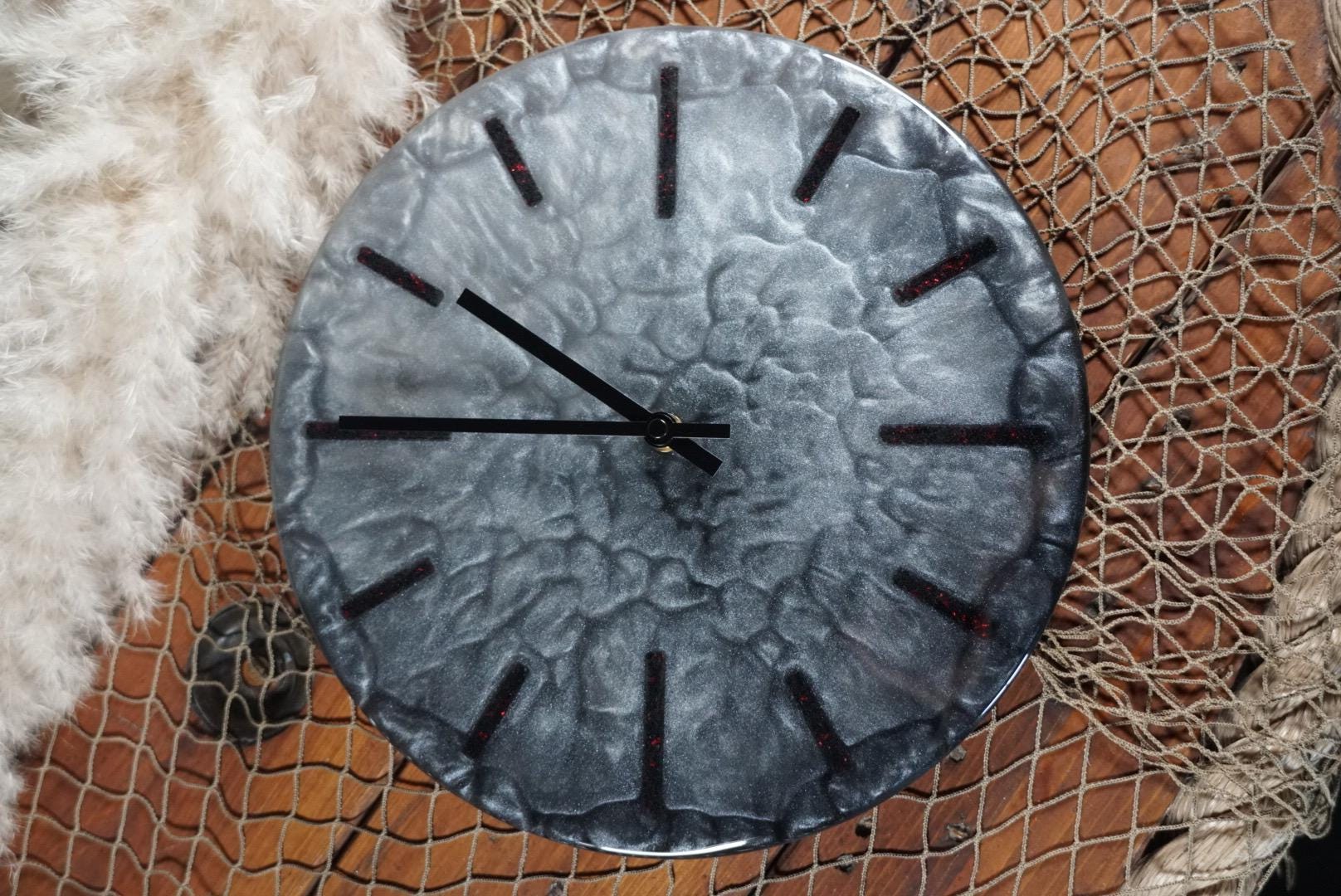 Black Silver 12” Clock