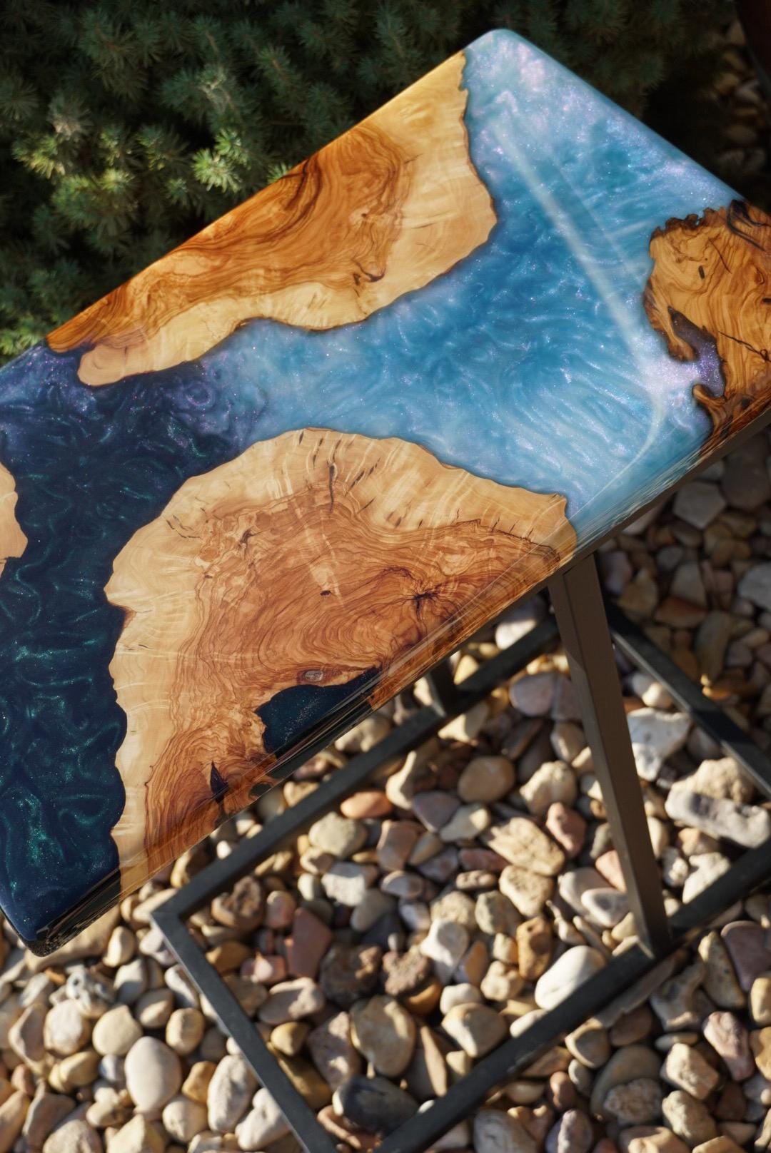 Custom Olive Wood Epoxy Resin Table