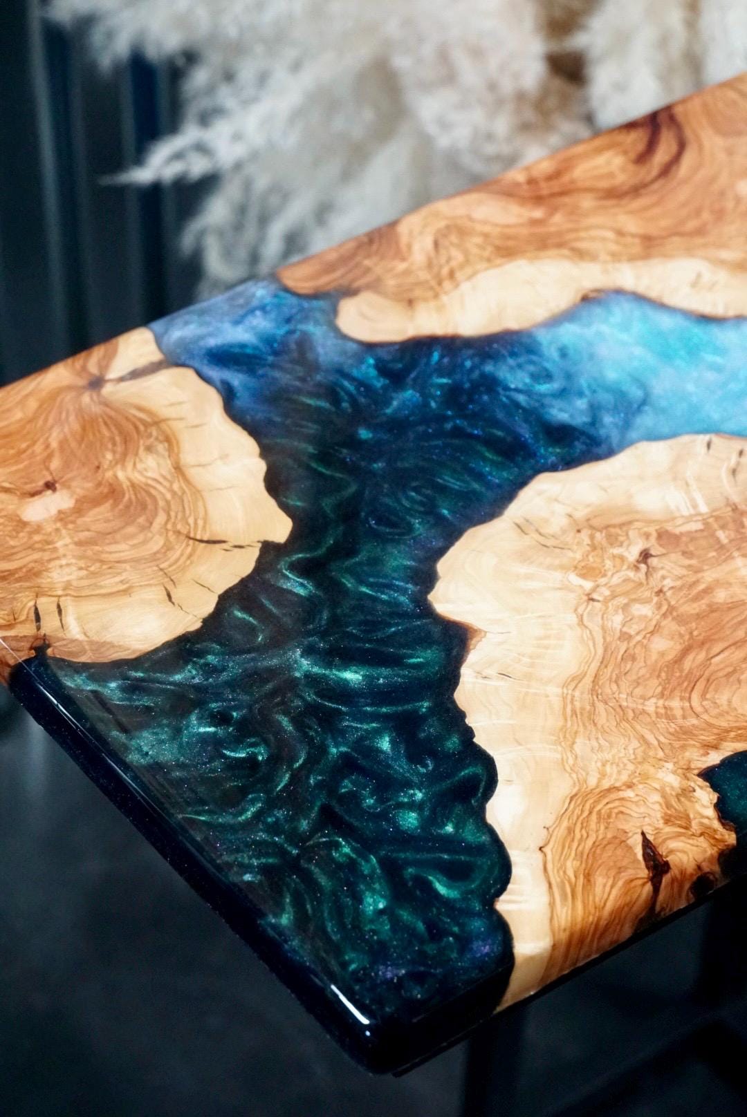 Custom Olive Wood Epoxy Resin Table