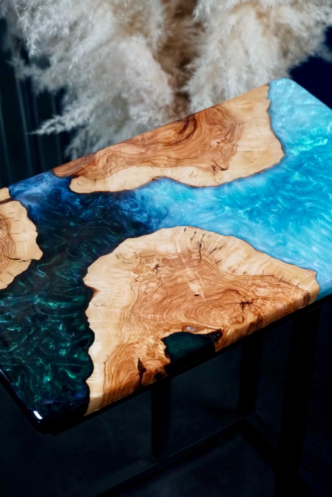 Custom Olive Wood Epoxy Resin Table