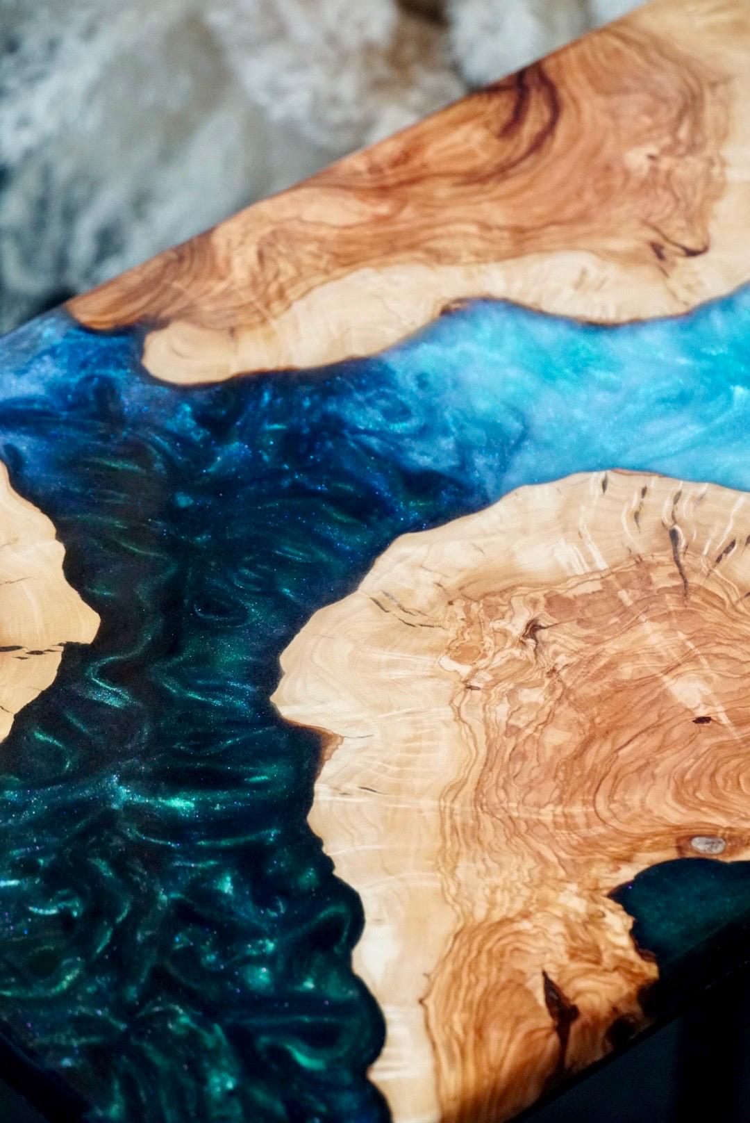 Custom Olive Wood Epoxy Resin Table