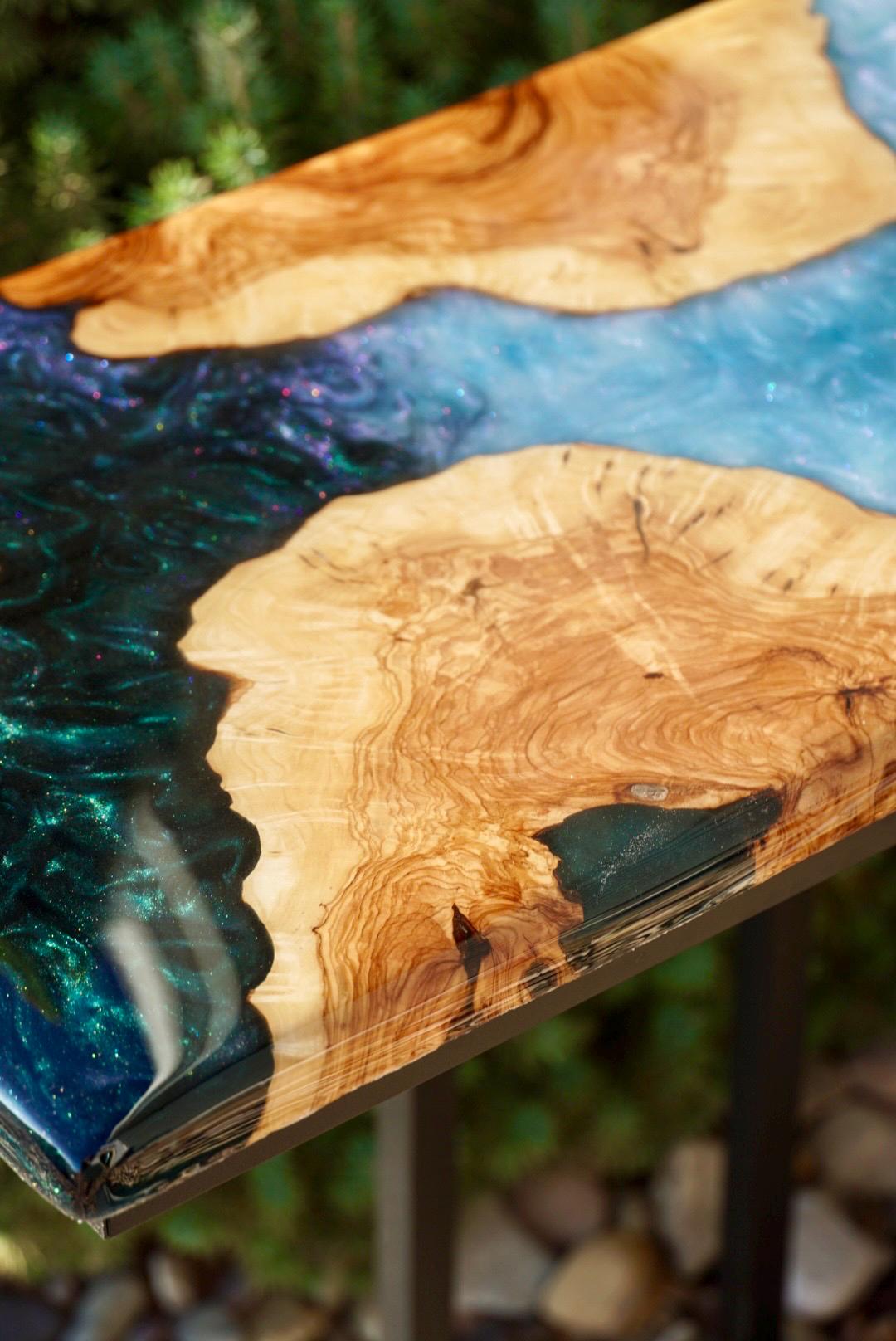 Custom Olive Wood Epoxy Resin Table