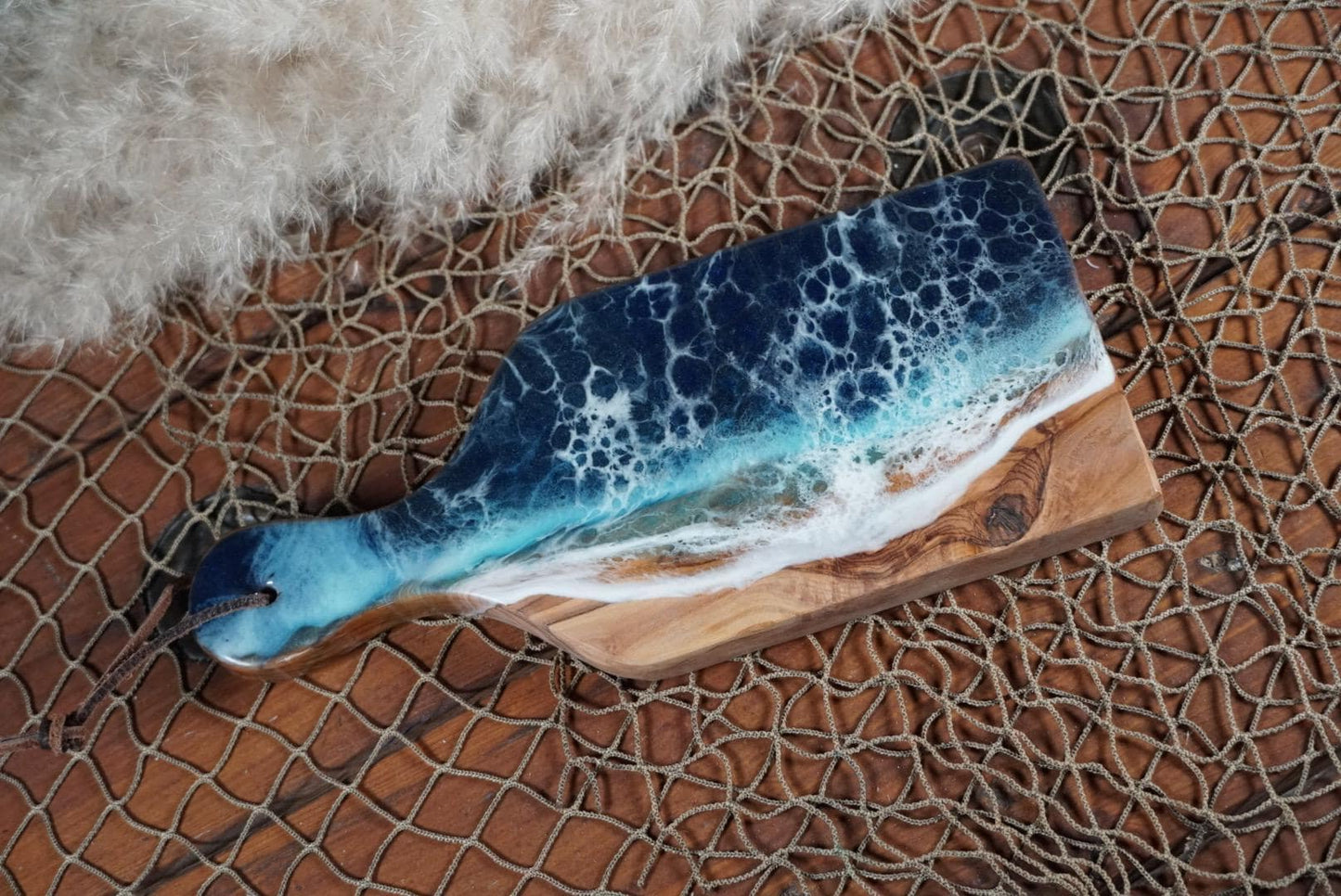 Olive wood embellished with Blue epoxy resin, Charcuterie Board, Cheese Board , Grazing Board, Table Accent