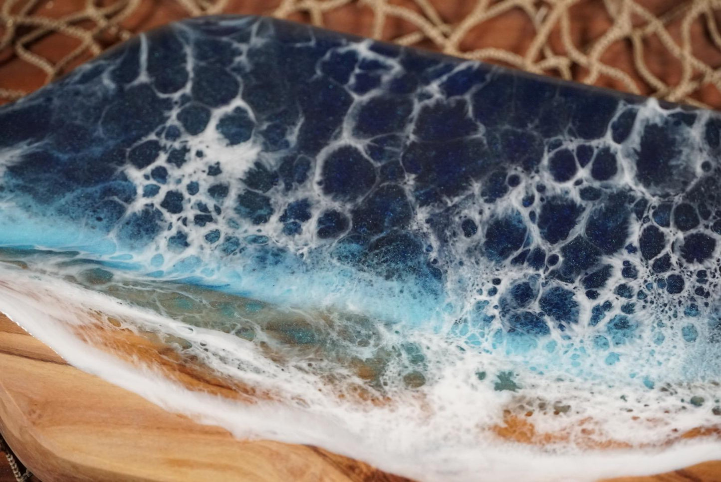 Olive wood embellished with Blue epoxy resin, Charcuterie Board, Cheese Board , Grazing Board, Table Accent