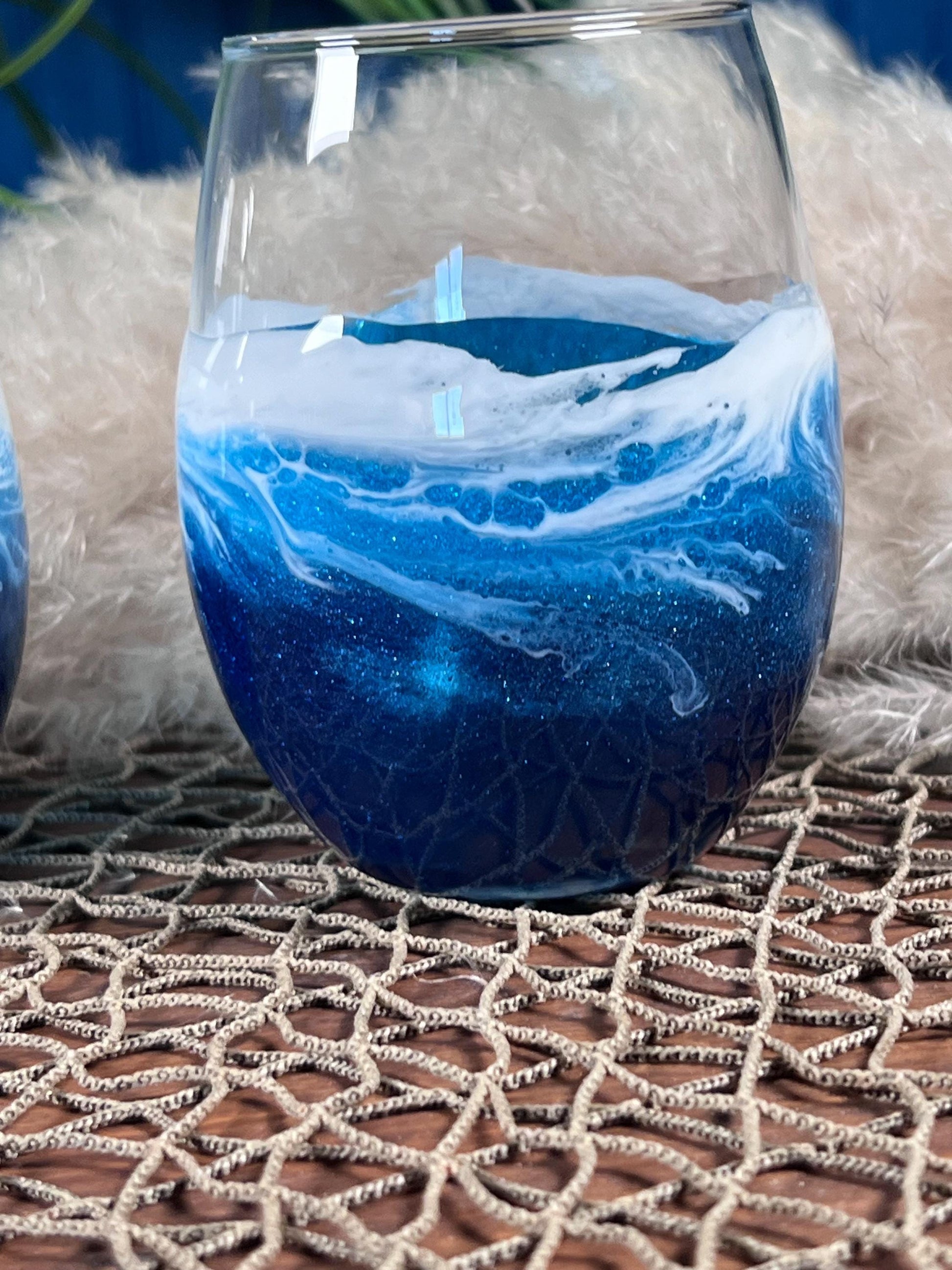 Ocean Waves Wine Glasses | Coastal Decor