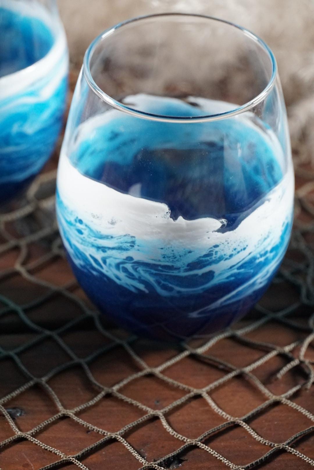 Ocean Waves Wine Glasses | Coastal Decor