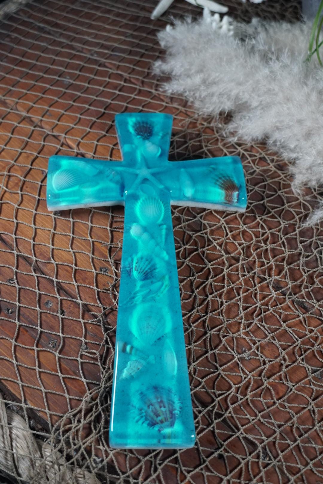 Ocean Sea Shell Cross | Ocean Decor | Epoxy Resin