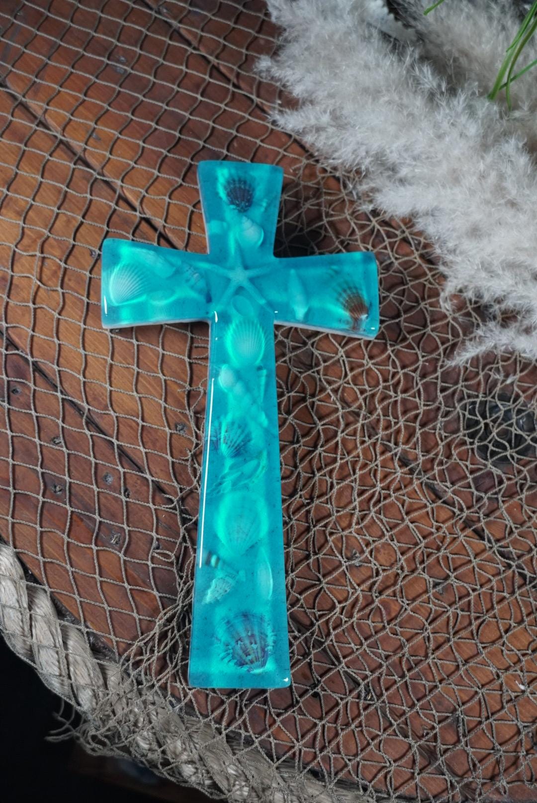 Ocean Sea Shell Cross | Ocean Decor | Epoxy Resin