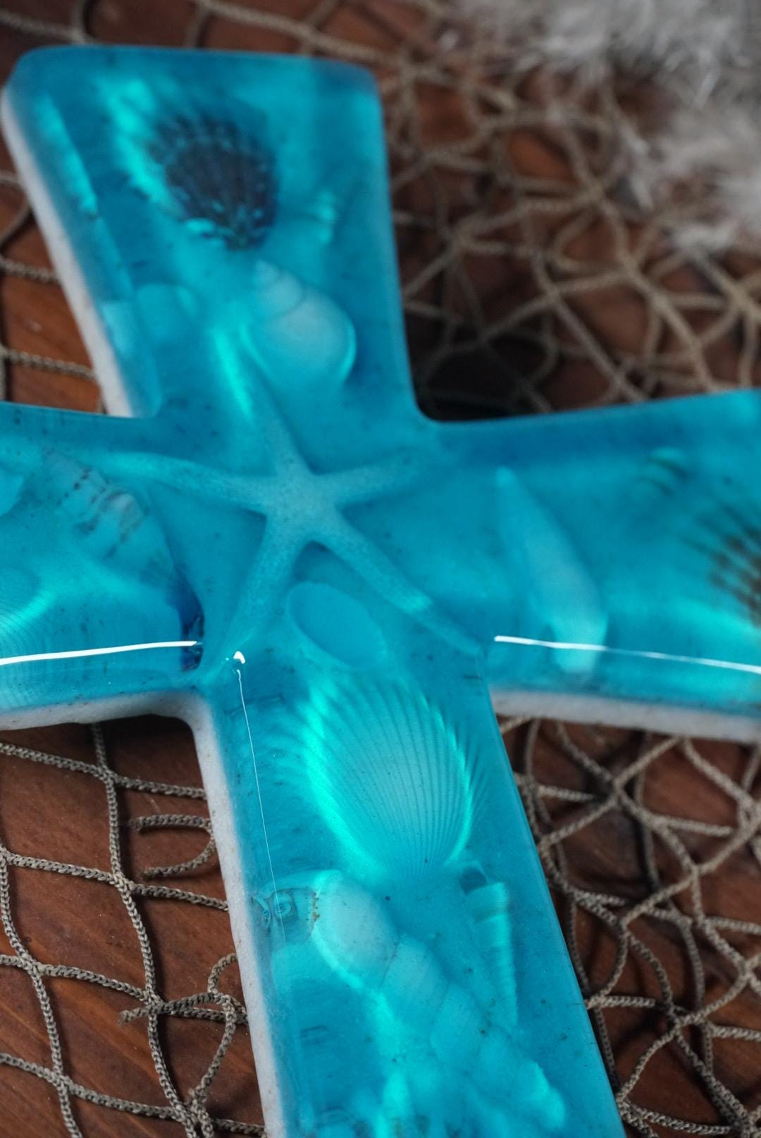 Ocean Sea Shell Cross | Ocean Decor | Epoxy Resin