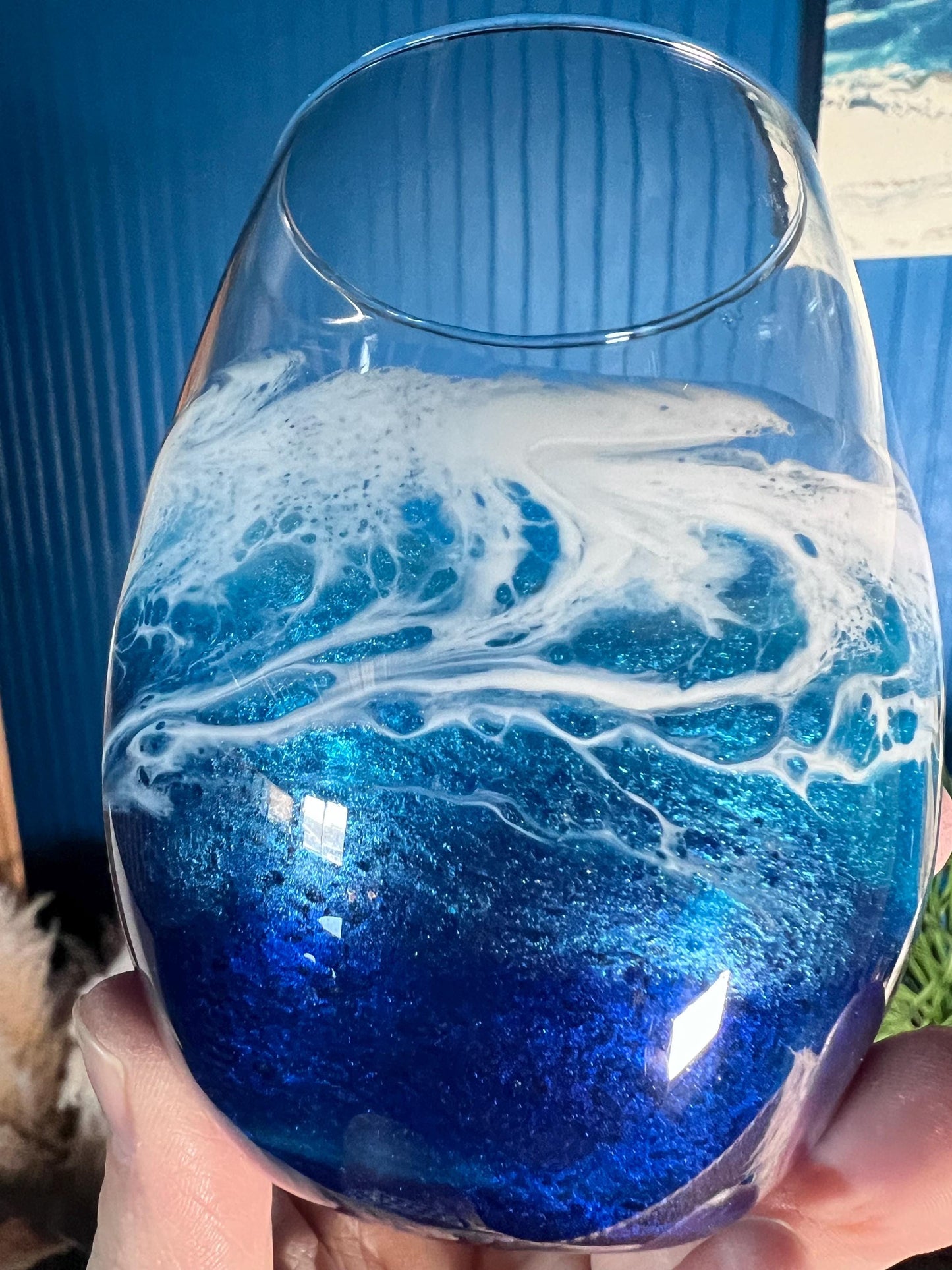 Ocean Waves Wine Glasses | Coastal Decor