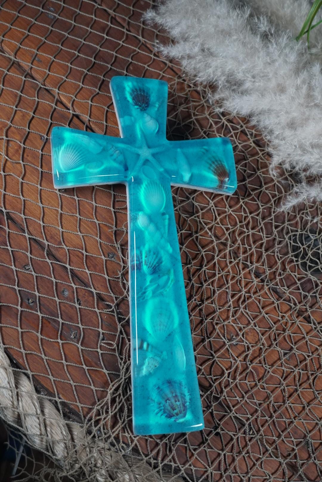 Ocean Sea Shell Cross | Ocean Decor | Epoxy Resin