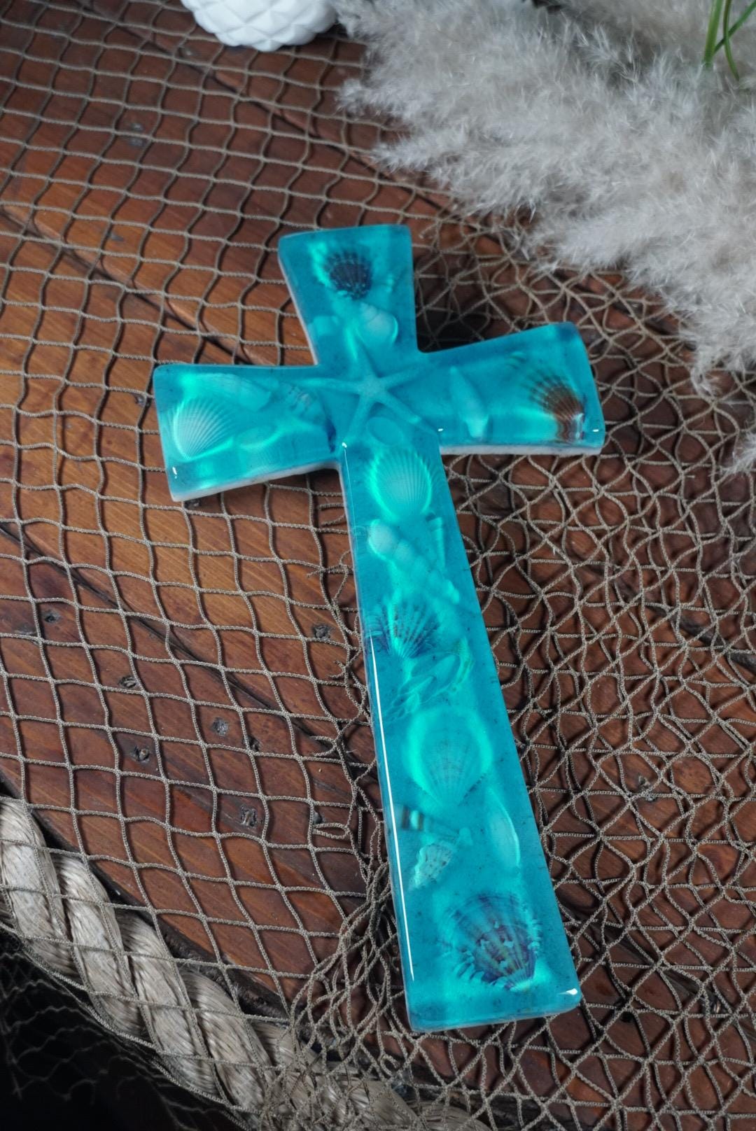 Ocean Sea Shell Cross | Ocean Decor | Epoxy Resin