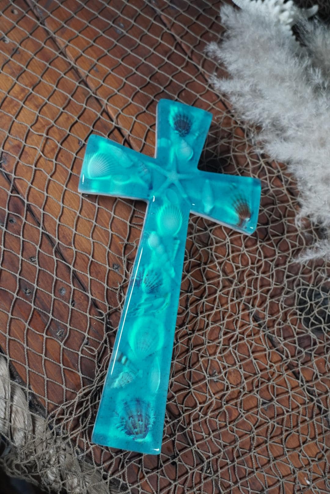 Ocean Sea Shell Cross | Ocean Decor | Epoxy Resin