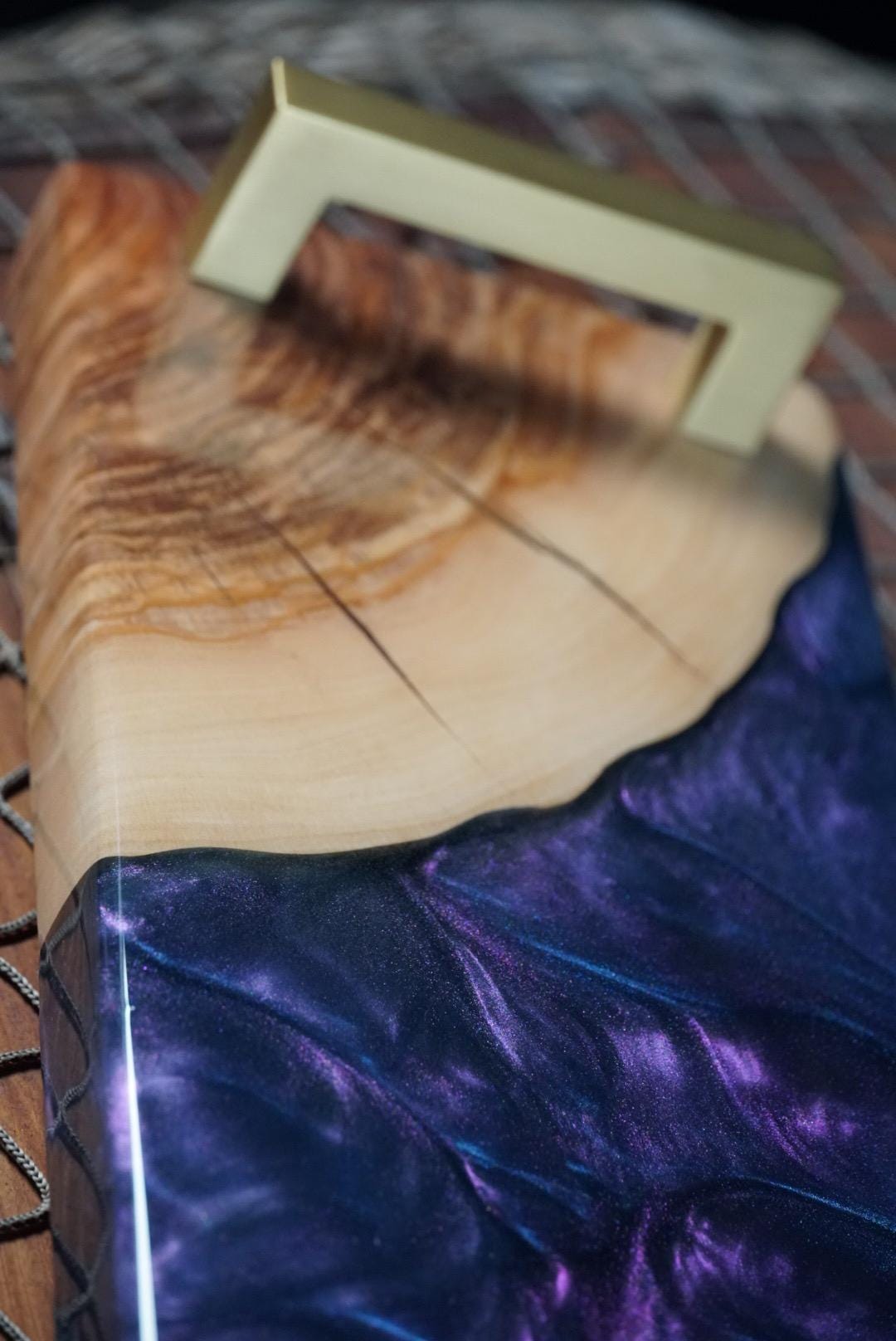 Olive Wood with Blue and Purple Epoxy Resin Charcuterie Board, serving board