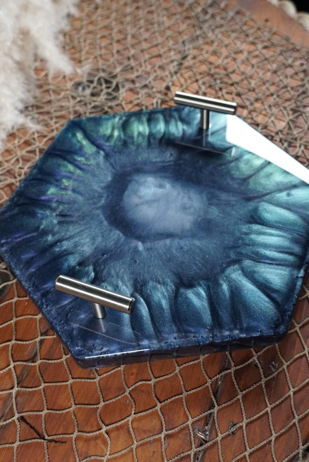 Blue Epoxy Resin Charcuterie Board | Serving Board