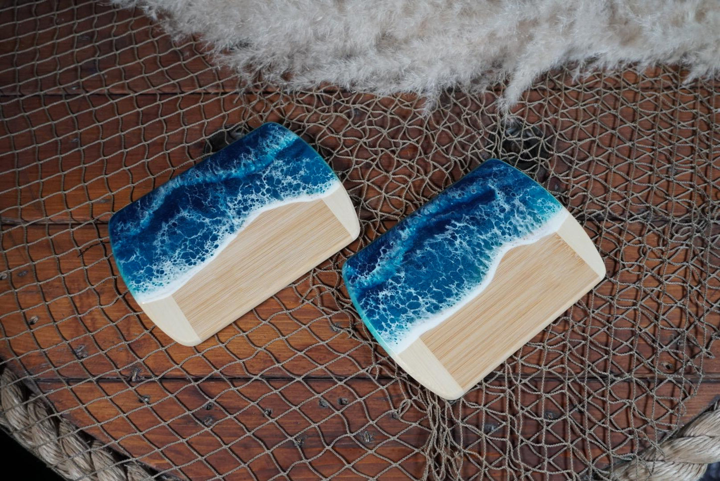 Set of 2 Ocean Waves Charcuterie boards | Serving Trays