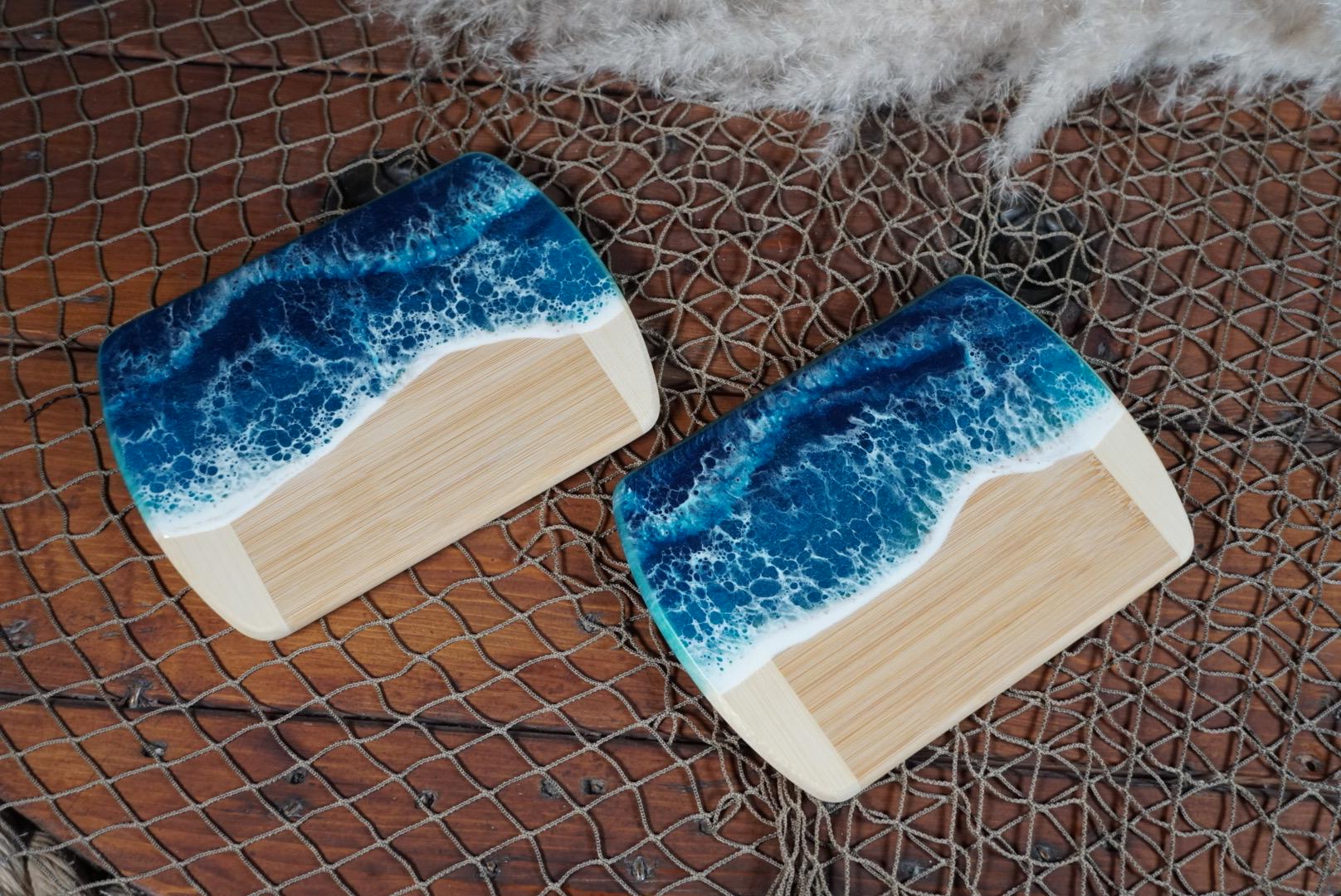 Set of 2 Ocean Waves Charcuterie boards | Serving Trays