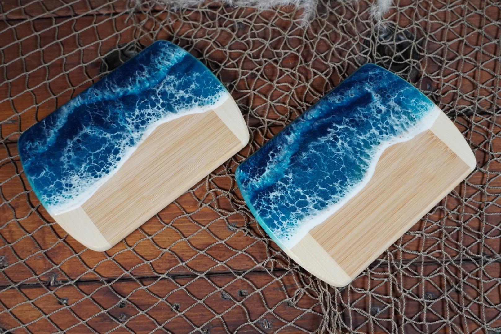 Set of 2 Ocean Waves Charcuterie boards | Serving Trays