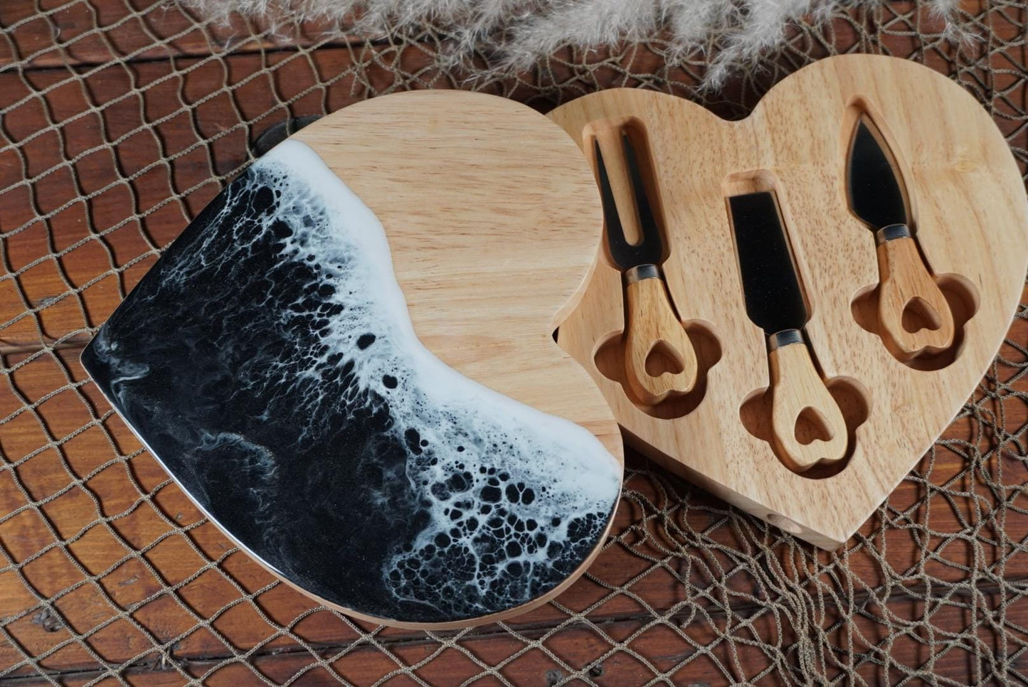 Ocean Waves Heart Charcuterie boards | Serving Trays | Serving Set