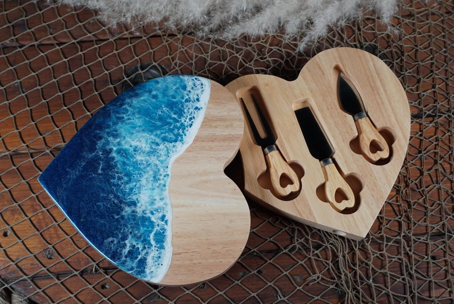 Ocean Waves Heart Charcuterie boards | Serving Trays | Serving Set