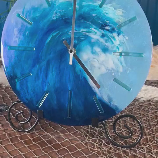 Crashing Ocean Wave Tropical Blue Clock