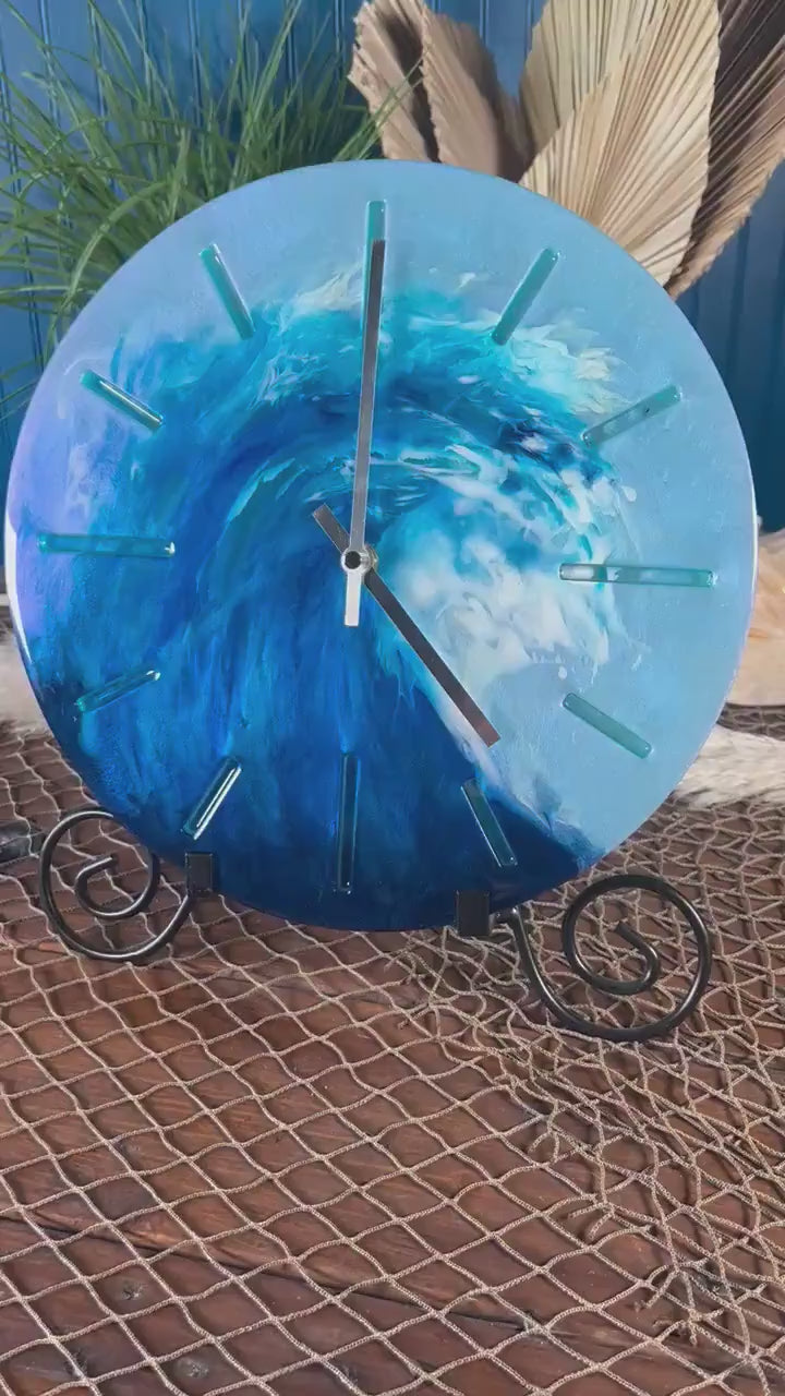Crashing Ocean Wave Tropical Blue Clock