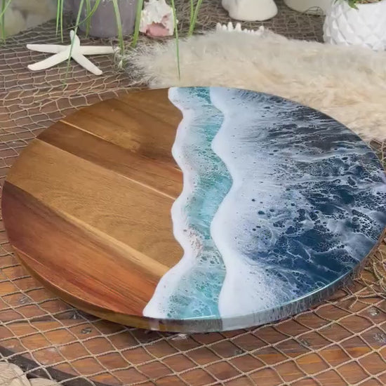 Turquoise Ocean Waves Lazy Susan