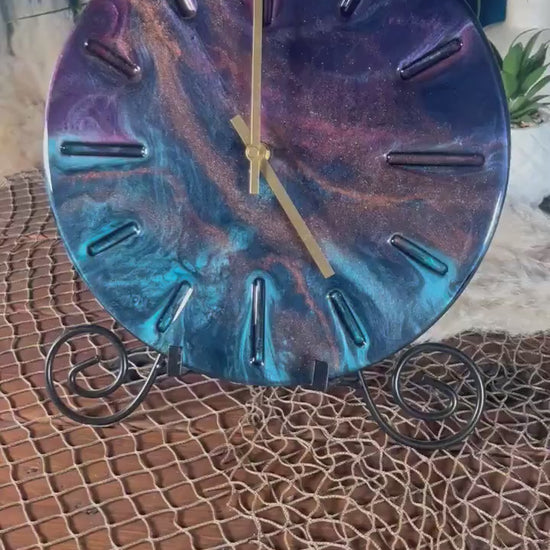 Blue and purple marble 12” Clock