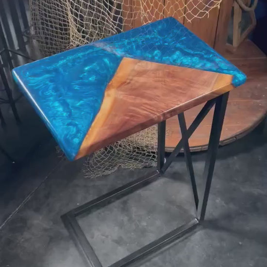 Custom Epoxy Resin Accent Table, Side Table, End Table, C-Table