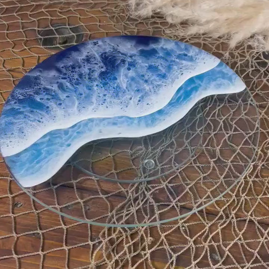 Glass Ocean Waves Lazy Susan