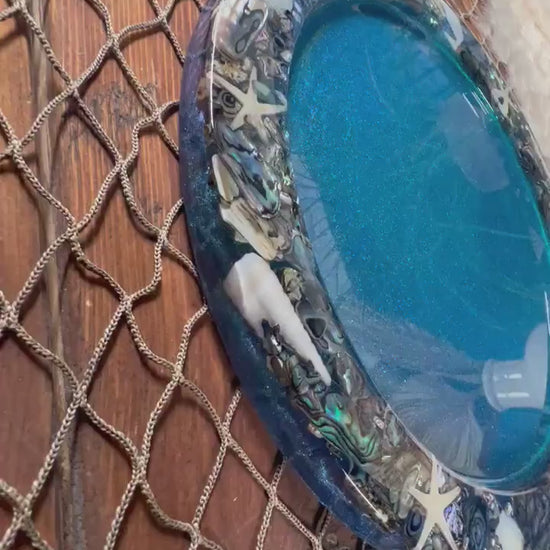 Abalone Shell and Sea Shell Epoxy Resin Platter/Dish