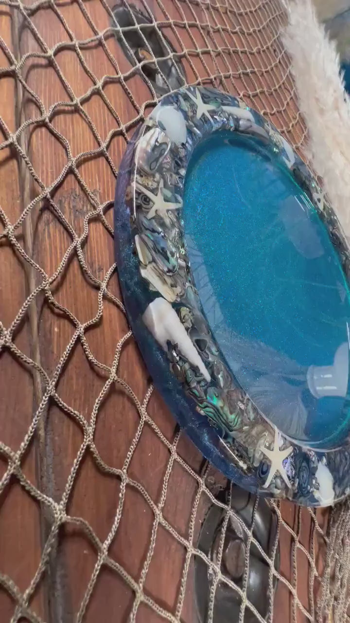 Abalone Shell and Sea Shell Epoxy Resin Platter/Dish