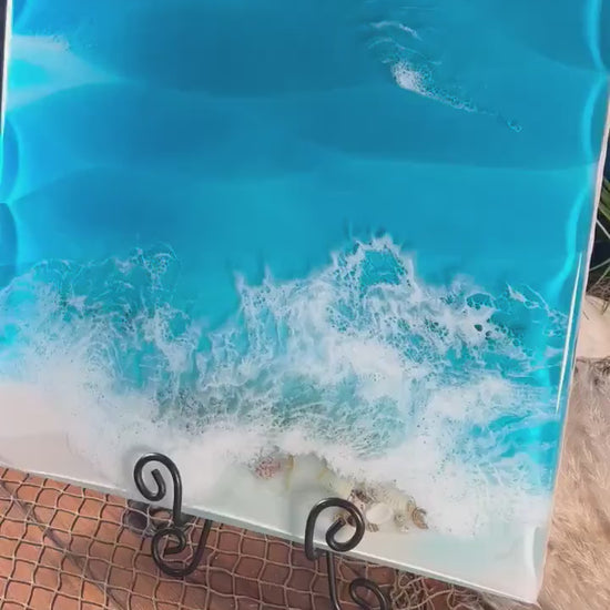 Ocean Blue Sculpted Waves Wall Art